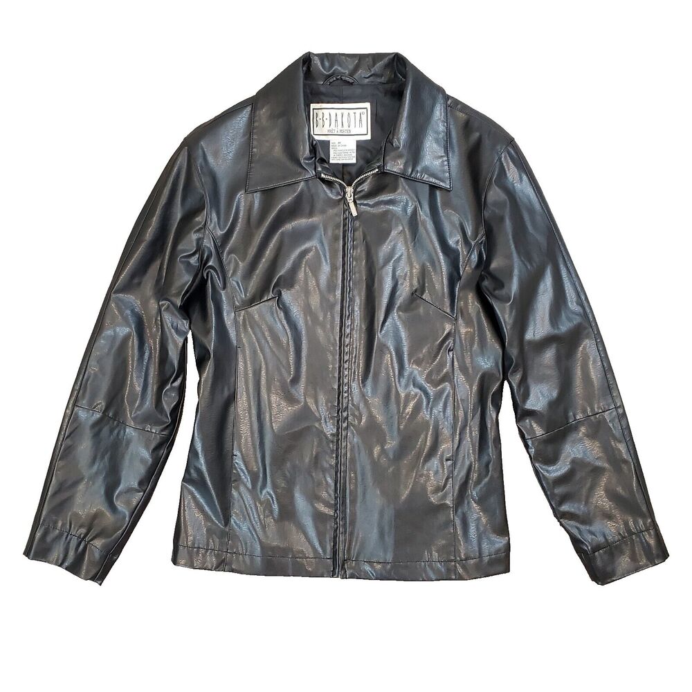 90s Y2K BB Dakota Black Faux Leather Jacket M Lorelai Gilmore Grunge Goth Biker